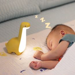 Night Lights Touch Switch Cute Dinosaur LED Night Light for Kids Children Gift Bedroom Table Lamp USB Rechargeable Baby SleepingTimming Light P230331