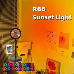 Night Lights USB Sunset Lamp Rainbow Light Projector Night Light Sunset Projection LED Desk Lamp For Bedroom Living Room Cafe Decoration P230331