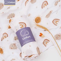 Blankets Swaddling Elinfant Cute Soft Print Baby Towel Wrap 120x110cm Bamboo Cotton Muslin Swaddle Blanket 230331