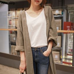 Kvinnors dike rockar kvinnor vintage femme solskyddskläder sommar retro grundläggande ulzzang allmatch trendy longcoat enkel elegant 230331