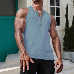 Men's Tank Tops Fashion Men Vest Elastic Bodybuilding Sleeveless Slim Fit Running Pullover Top Moisture Wicking