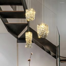 Pendant Lamps Luxury Crystal Chandelier Living Room Led Modern Long Suspension Bar Bedroom Small Crysal Hanging Single
