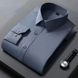 Men's Casual Shirts Men's Shirt Long Sleeve Business Slim Fit Professional Dress Shirt Loose Fit Non Iron Work Suit Twill White Shirt Office Camisas 230331