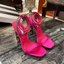 Fuchsia Woodland sandals Womens Slim High Heels Fashion Crystal Diamond Super High Heel Dress Shoes Luxury Designer Shoe Banquet Wedding Party Women Sandal