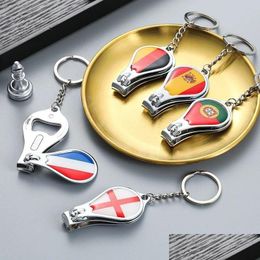 Openers Football Fans Small Gift Flag Pattern Nail Clipper Bottle Opener Keychain Souvenir Rrb15637 Drop Delivery Home Garden Kitche Dhvof