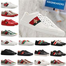 Designer Snake Casual Shoes Sneakers low Womens Shoes Sports Trainers Tiger Embroidered White Green Red Stripes outdoor Walking Mens Women dress AAAAA
