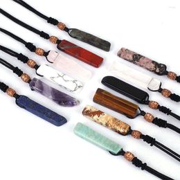 Pendant Necklaces Natural Raw Stone Irregular Oblong Geometric Amethyst Necklace Black Flare Pendants Neck Jewelry For Women Girls Party