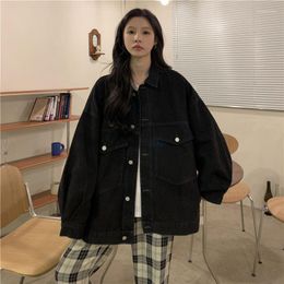 Women's Jackets Deeptown Jeans Jacket Women Harajuku Fashion Oversized Vintage Denim Female Korean Streetwear 2000s Aesthetic Loose Coat