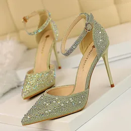 Womens Stiletto High Heel Dress Pumps Pointy Toe Lady Bridal Wedding Evening Party Shoes with Rhinestone Women Sandals WSH4128