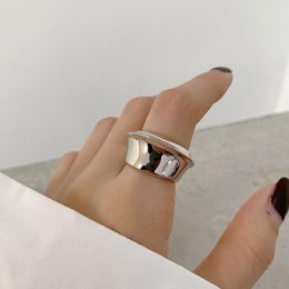 Cluster Rings Silvology 925 Sterling Silver Gravitational Force Glossy Thick Design French Style Wide For Women Minimalist Jewellery