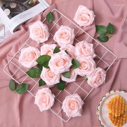 Decorative Flowers 10pcs Blush Silk Rose Head Artificial In Wholesale Fake For Wedding Home Party Decoration