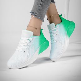 Women White Shoes Breathable Contrast Colour Sneakers Summer Light Mesh Soft Womens Sports Shoes Outdoor Walking Shoes