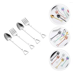 Dinnerware Sets 4 Pcs Metal Serving Spoons Stainless Steel Silverware Set Blush Dining Spoon Espresso Dessert Tableware