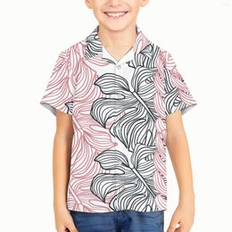 Men's Casual Shirts Tropical Plantain Leaf Pattern Children Kid Boy Hawaiian Camicias One Button Wild Printed Short-sleeve Tops