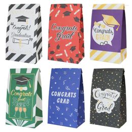 Gift Wrap 24pcs Graduation Ceremony Snack Packaging Kraft Paper Bag Black Bachelor Cap Congratulations Graduates Party Supplies Candy