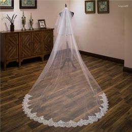 Bridal Veils NZUK Cathedral Wedding Veil Two Layers Bling Lace Appliques White Ivory Long Bride With Comb Cover Face Voille De Mariage