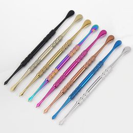 Colourful Smoking Steel Herb Tobacco Straw Tips Digging Spoon Shovel Dabber Scoop Nails Snuff Snorter Sniffer Waterpipe Hookah Bong Cigarette Holder DHL
