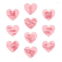 Baking Moulds Valentines Cookie Cutters 10pcs Fondant Heart Design Mould Cartoon Fun Biscuits Mould Set For DIY Cake