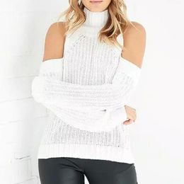 Women's Sweaters 2023 Arrival Women Sweater Knitted Off Shoulder Open Female Turtleneck Sexy Ladies Jumper