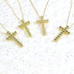 Chains High Quality Zircon Heart Cross Necklace For Women Men Hip Hop Jewellery Stainless Steel Chain Fashion Wedding Gift 2023