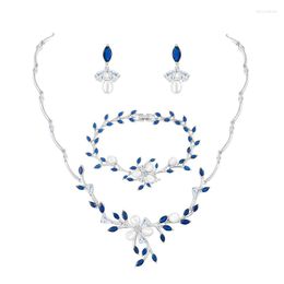 Necklace Earrings Set WEIMANJINGDIAN Brand Arrival Dainty Wedding Bracelet And 3 PCS Jewelry For Bride Bridesmaid Prom