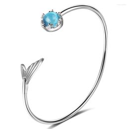 Bangle Tail Fish Mermaid Tear Blue Crystal Fairy Bling Adjustable For Women Dainty Jewellery Gifts Girls