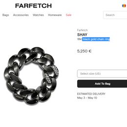 Far Fetch SHAY rings brand logo ring designer luxury fine Jewellery black gold chain ring