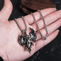 Pendant Necklaces Creative Design Succubus Angel Necklace Trend Punk Street Accessories Stainless Steel Jewelry Men Women Fashion Alloy