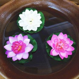 Decorative Flowers Colorful Artificial Fake Floating Water Flower Lotus Leaf Pond Plants Garden Plant Fountain Landscape Pool Decor