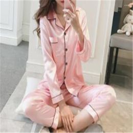 Women's Two Piece Pants Silk Pajamas Plus Size Women Solid Cute For Summer Nightwear Pajama Set Satin Pyjamas Loungewear