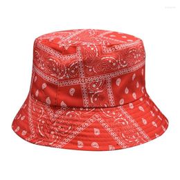 Berets Bucket Hats Women Floral Print Double-sided Fisherman Hat Korean Style Solid Climbing Outdoor Sunscreen