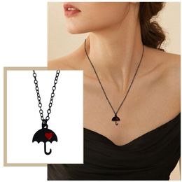 Chains Cartoon Love Umbrella Fashion Pendant Necklace Black And Red Couple Jewellery Circles Mens