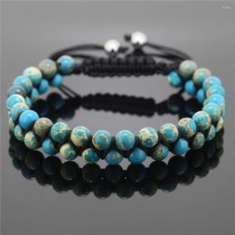 Charm Bracelets Jewellery High Quality 6MM Sea Sediment Beads Wrap Bracelet Nature Braiding Macrame For Men And Women