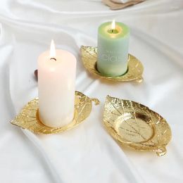 Candle Holders Leaf Shape Holder Metal Copper Gold Silver Candlestick Arab Serving Tray Home Table Decoration