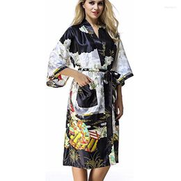 Women's Sleepwear Summer Sexy Black Femme Long Robe Chinese Women Silk Rayon Nightwear Kimono Bath Gown Soft Comfortable Novelty Clothing