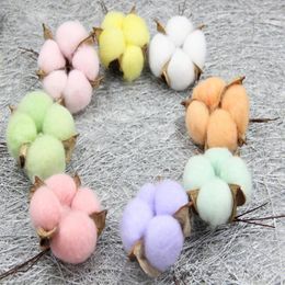 Decorative Flowers 6pcs Natural Dried Flower Colourful Cotton Heads Kapok DIY Christmas Garland Materials Home Decor Party Supplies