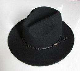 Wide Brim Hats Wool Waterproof Fedoras Hat Men's Wrinkle-free Equestrian Knight Cowboy Cap Gentleman B-8121