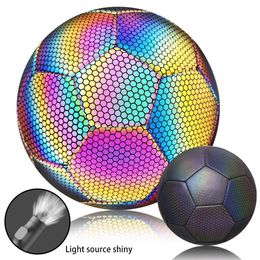 Balls Reflective Soccer Ball Luminous Night Glow Footballs With Pump And Net For Student Training 2 Size U9b6 230428