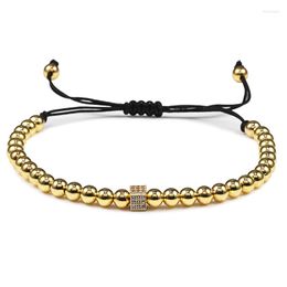 Strand Luxury Charm Bracelet Trendy Black CZ Cube Dice Beads Handmade Weave Rope Bracelets&Bangles Jewellery Gift For Women Men