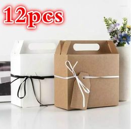 Gift Wrap 12pcs Brown White Color Treat Paper Cardboard Boxes For Wedding Party Favor Box Baby Shower Candy Packaging