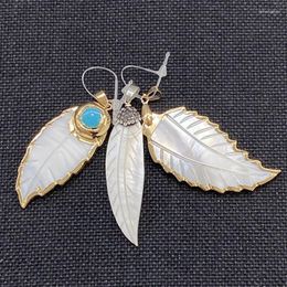 Pendant Necklaces Real Shell Leaf Mother Of Pearl Carving Tree Feather Charms MOP DIY Necklace Earrings Retro Woman Jewellery Making