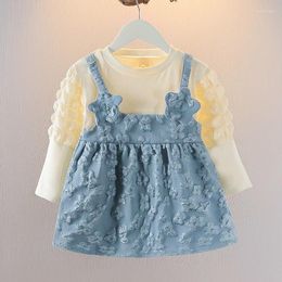 Девушка платья детское платье с длинным рукавом Floral 2in1 Princess Toddler наряды весенняя осень детская одежда.