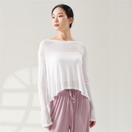 Stage Wear Breathable Gauzy Quality Girls Dance Practise Top Ballet Training Long Sleeve Loose Gauze Blouse