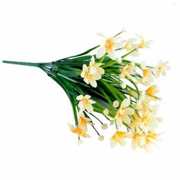 Decorative Flowers Artificial Daffodils Bundles With Stems No Fade Plastic Plants Faux Bouquet For Indoor Outdoor Home