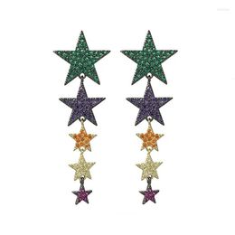 Dangle Earrings 2023 Fashion Long Star For Girls Cubic Zirconia Temperament Colourful Pendant Earring Jewellery