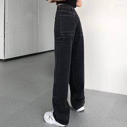 Women's Jeans 2023 Women Summer High Waist Straight Leg Cargo Big Pocket Carpenter Jean E-Girl Aesthetic Clothes Y2K Streetwear /
