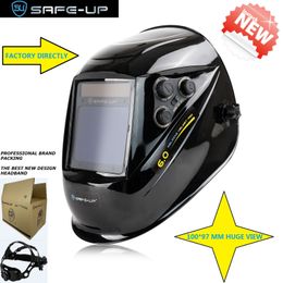 Welding Helmets SAFEUP 100*97 MM Viewing Size MIG MAG TIG TRUE Color 4 Sensors Solar Cell Powered Auto Darkening Helmet Mask 230428