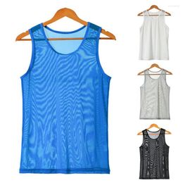 Men's Tank Tops Sexy Men Club T-shirt Translucent Exercise Ultrathin Perspective Party