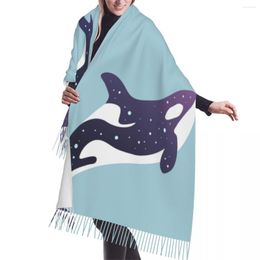 Scarves Tassel Scarf Large 196 68cm Pashmina Winter Warm Shawl Wrap Bufanda Female Star Whale Killer In Water Cashmere