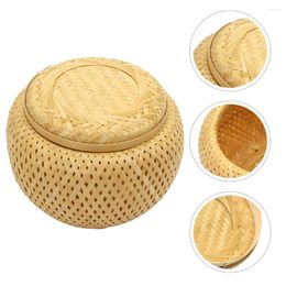 Dinnerware Sets Rattan Storage Bin Seagrass Baskets Vanity Tray Lid Bamboo Flower Tea Basket Loose Candy
